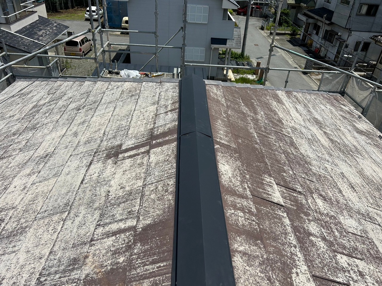 甲斐市　棟板金　完成の様子